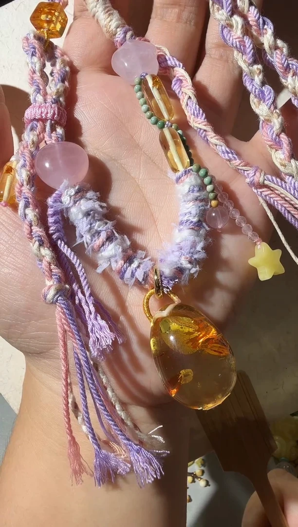 琥珀（花珀）项链未镶嵌花珀项链