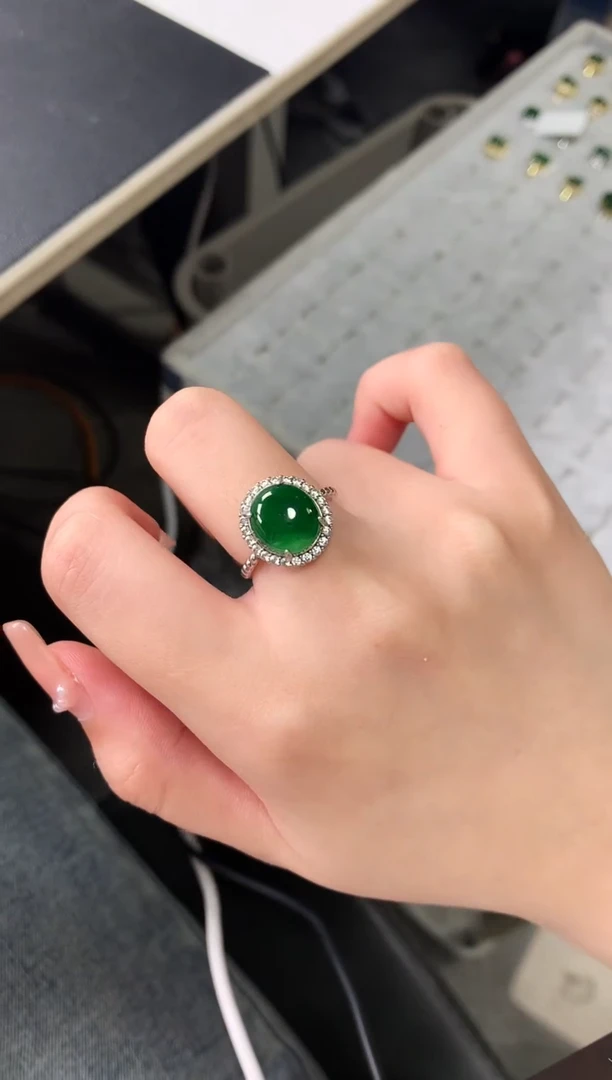 【闪购商品】翡翠戒指银S925镶嵌52141
