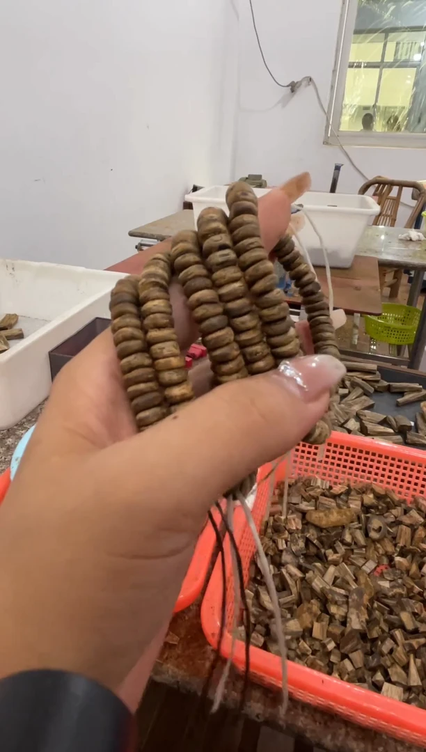 沉香手串药片珠单圈