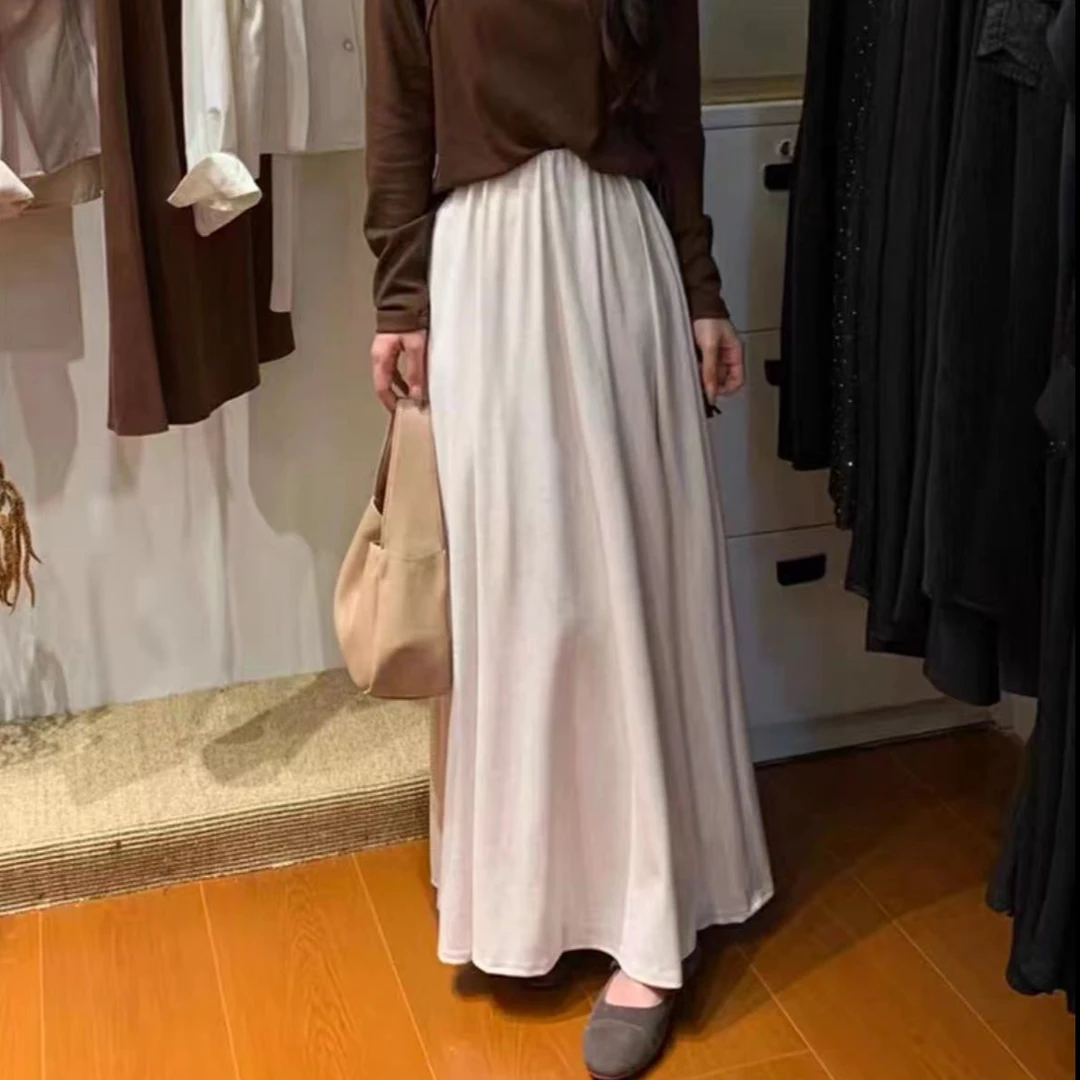 7796-A字伞裙（米白）糯米裙