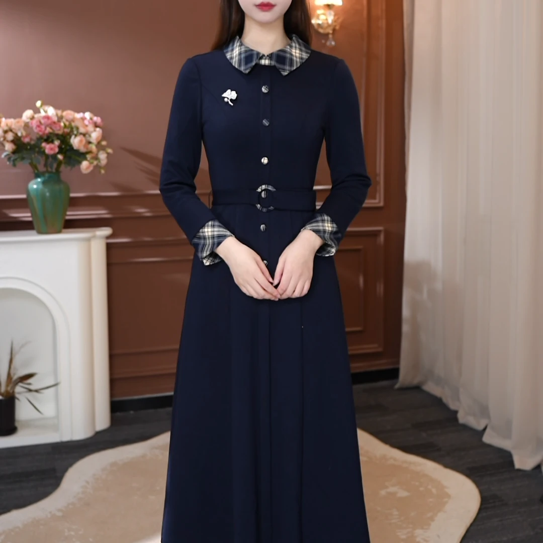 【妙莱温莎蓝】秋冬新款衣服洋气连衣气质女装爆款商务宴会日常