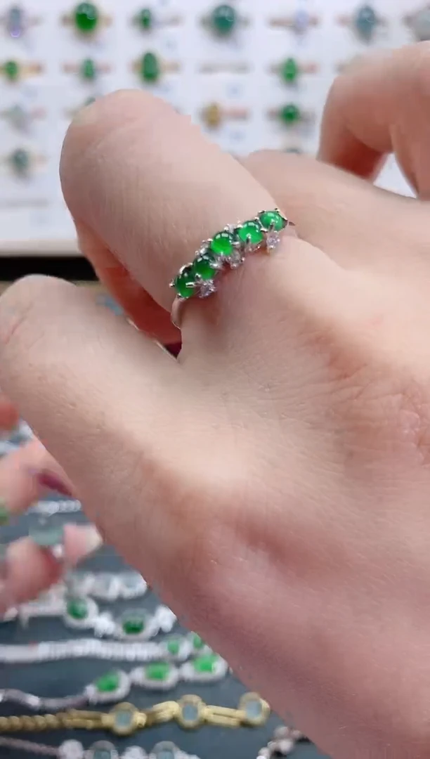 银S925镶嵌戒指翡翠天然翡翠