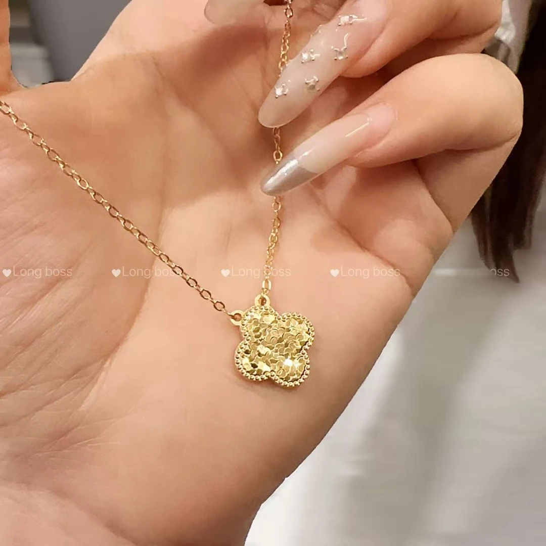 合金项链 精品四叶草爆闪碎碎金幸运草锁骨链XL 059