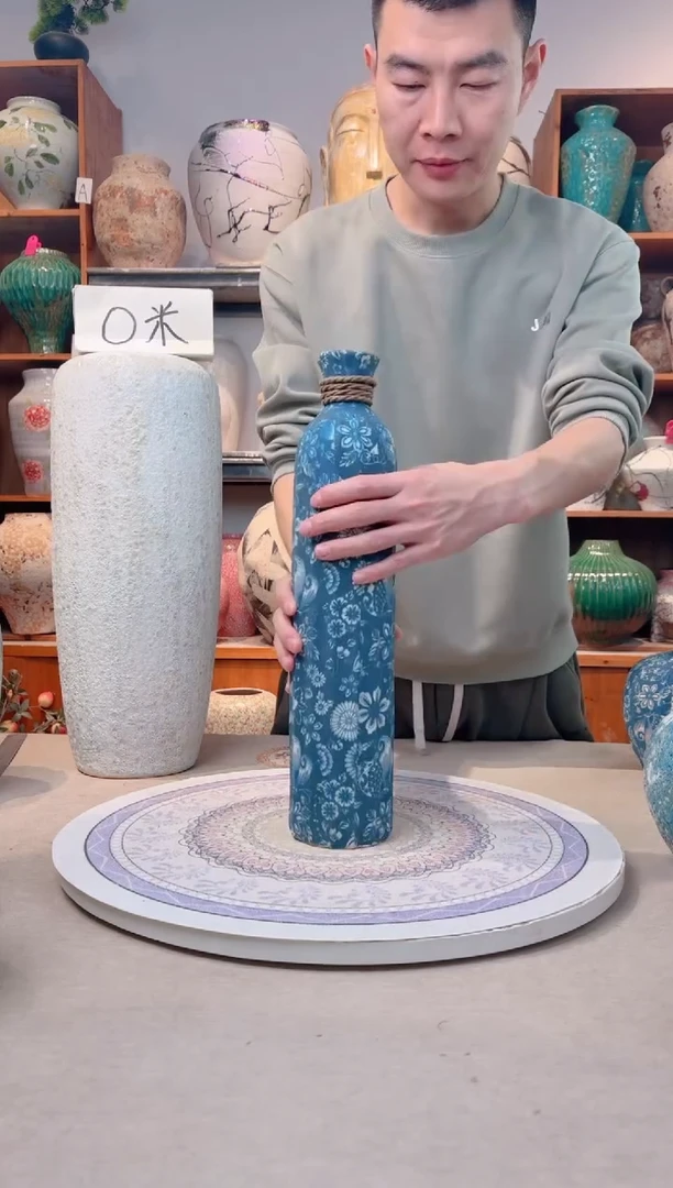 瓶陶瓷花瓶 无花  福利 不能装水 青花麻绳 大号