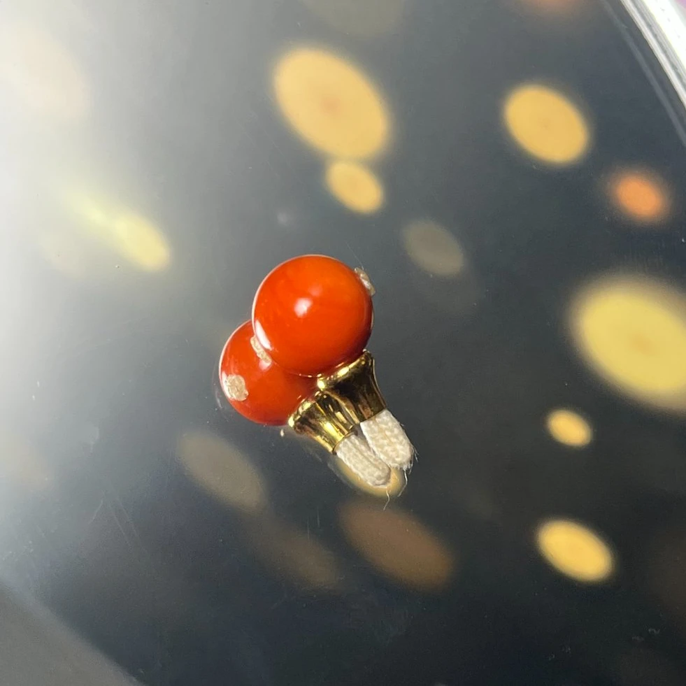 天然红珊瑚精工冰淇淋三通配饰10.7mm