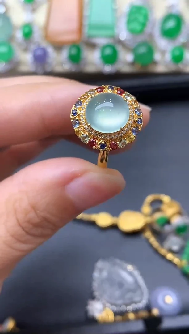 18K金镶嵌戒指翡翠589-中国好珍宝