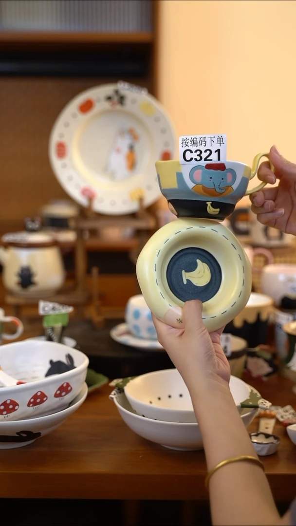 其他C321杯碟一套 阿满屋手工手作陶瓷