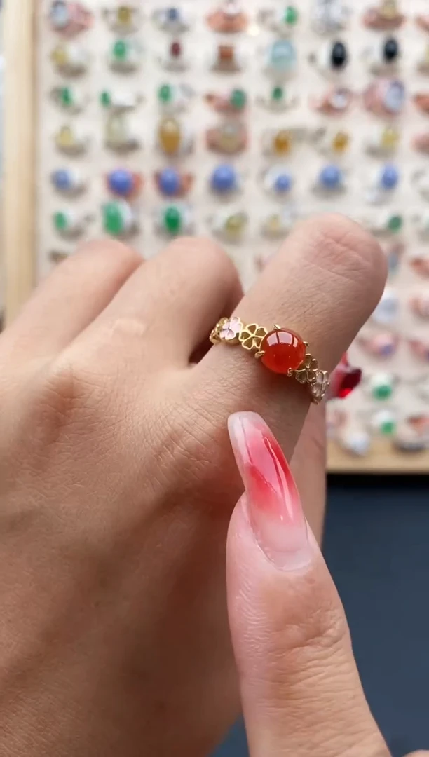 【闪购商品】翡翠戒指银S925镶嵌缅甸天然A货翡翠111 2+5