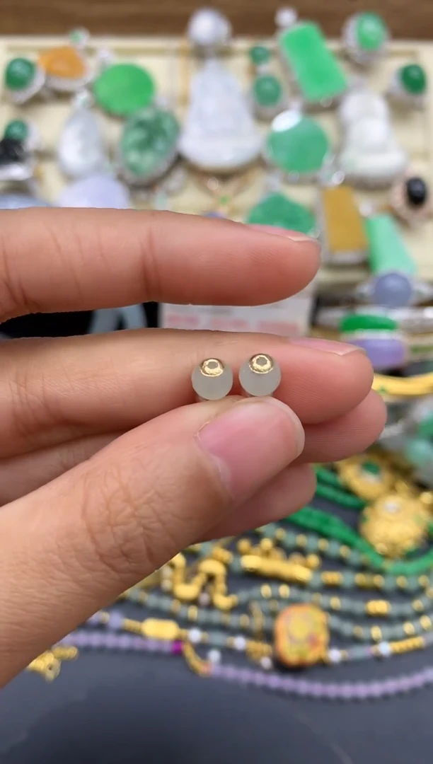 【闪购商品】翡翠耳饰18K金镶嵌115-中国好珍宝
