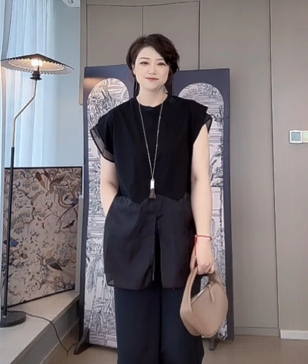 【U.M】墨纱韵显瘦拼接网纱