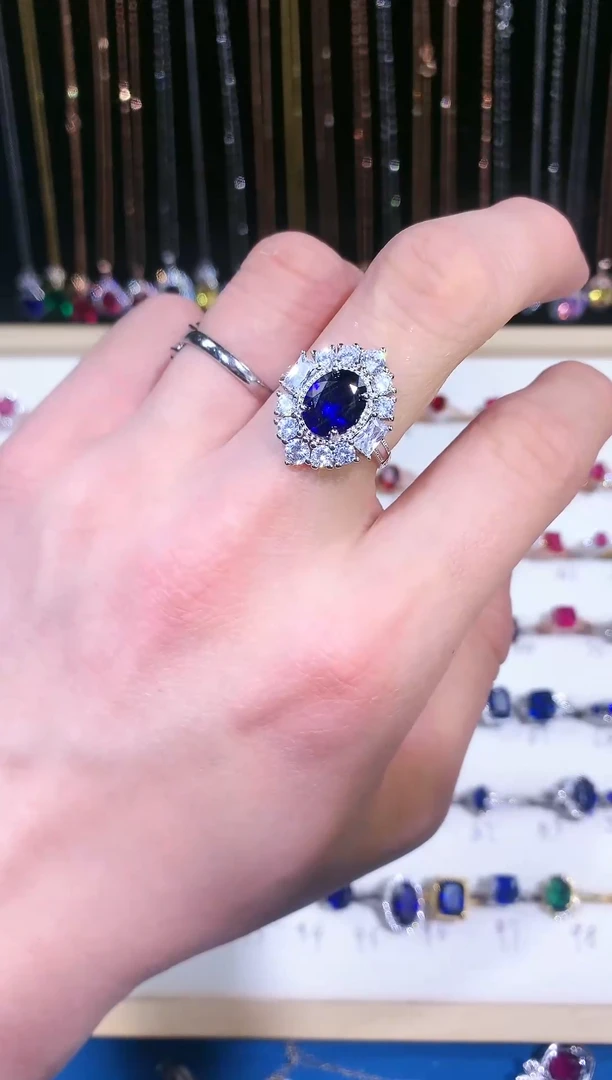 【闪购商品】蓝宝石戒指银S925镶嵌111