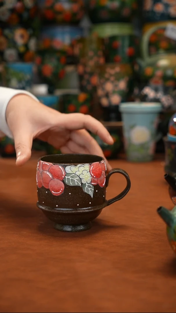 紫砂油画   釉下彩   杯子