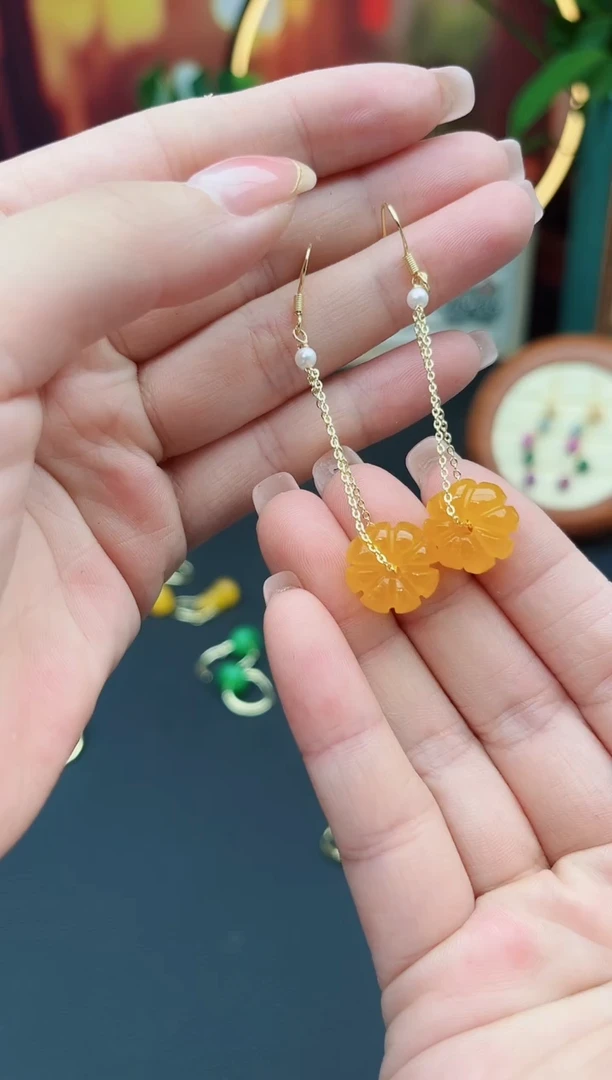 玛瑙/玉髓耳饰银S925镶嵌720