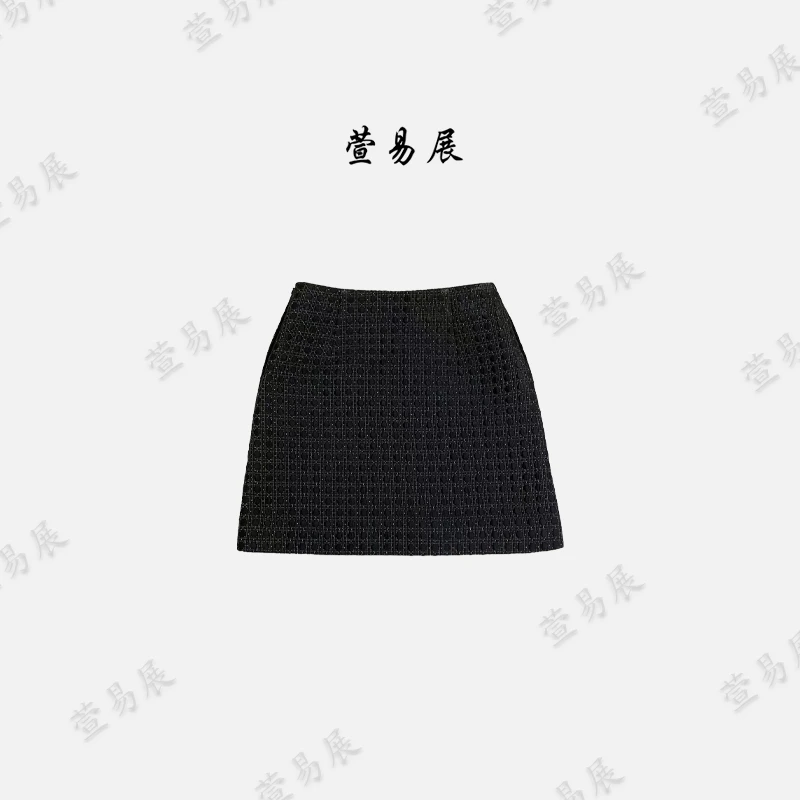 萱易展-“星纱”轻奢气质百搭金银丝线提花半身裙-QZ091003