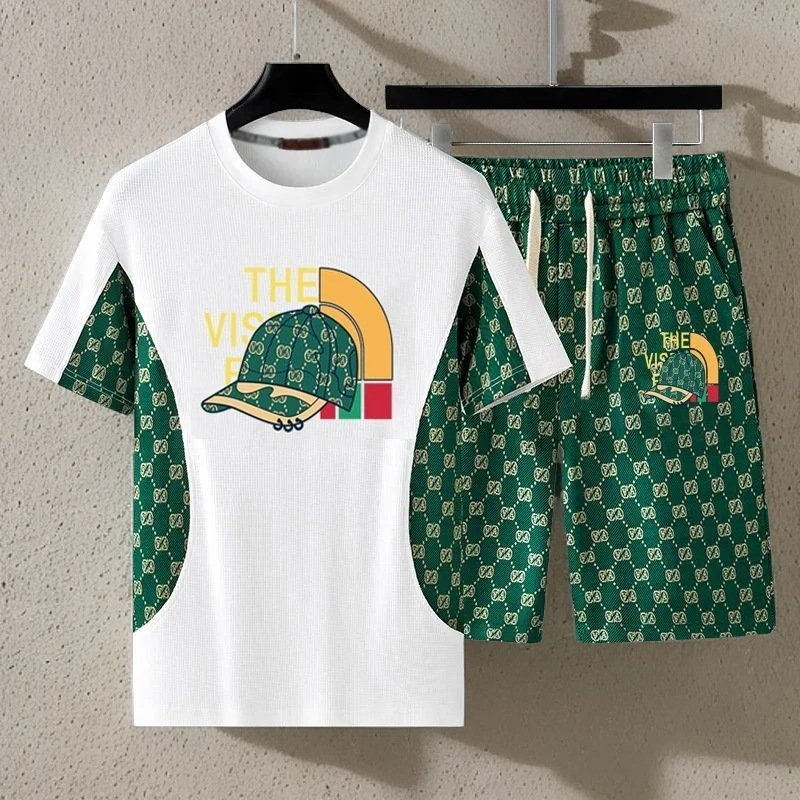 男士t恤短袖短裤休闲网红时尚套装夏季男装宽松运动一套搭配帅气