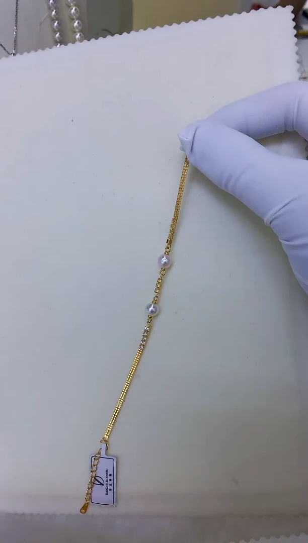 银S925镶嵌饰品海水珍珠双珠手链