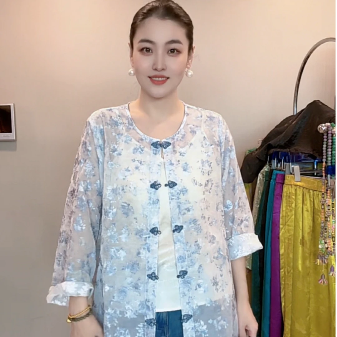 3364{慧质蓝心}新中式手工扣时尚宽松百搭国风新款上衣 LOVE COLA