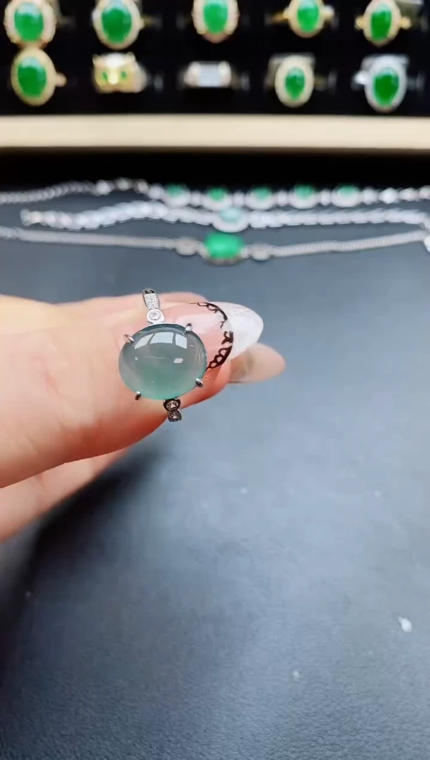 翡翠戒指银S925镶嵌12312