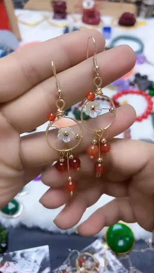 【闪购商品】玛瑙/玉髓耳钉未镶嵌A17