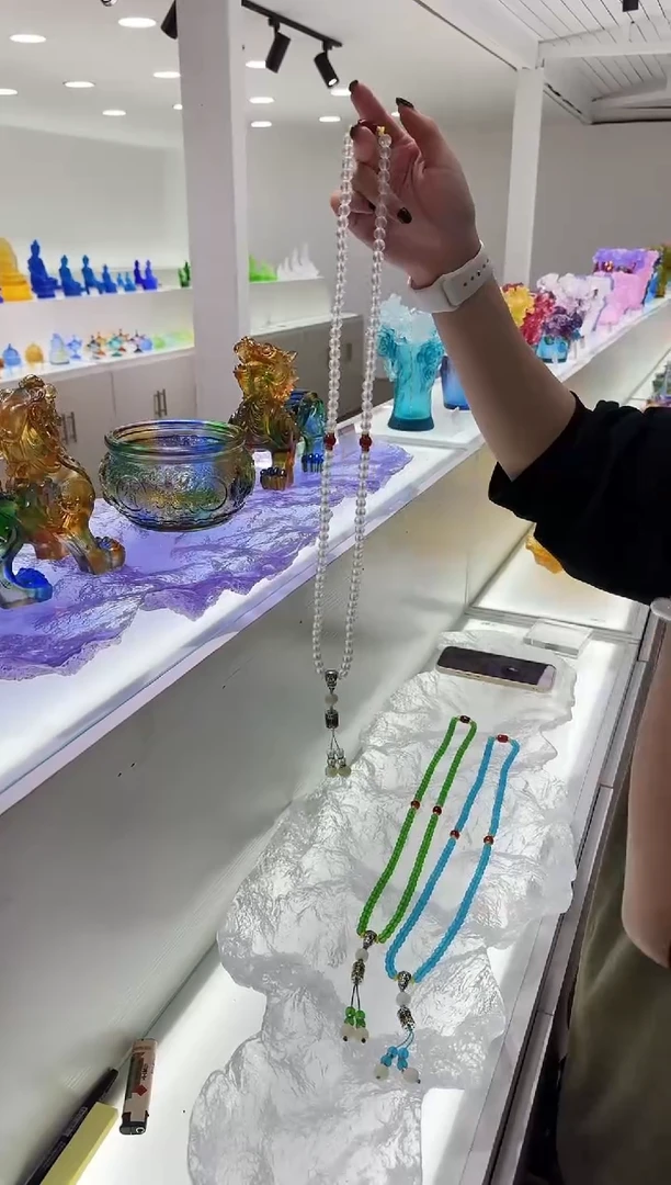 手工艺品琉璃108颗手串白色