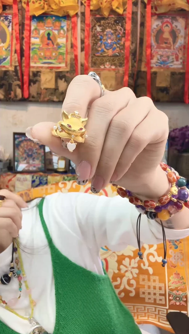 戒指未镶嵌水晶九尾狐戒指