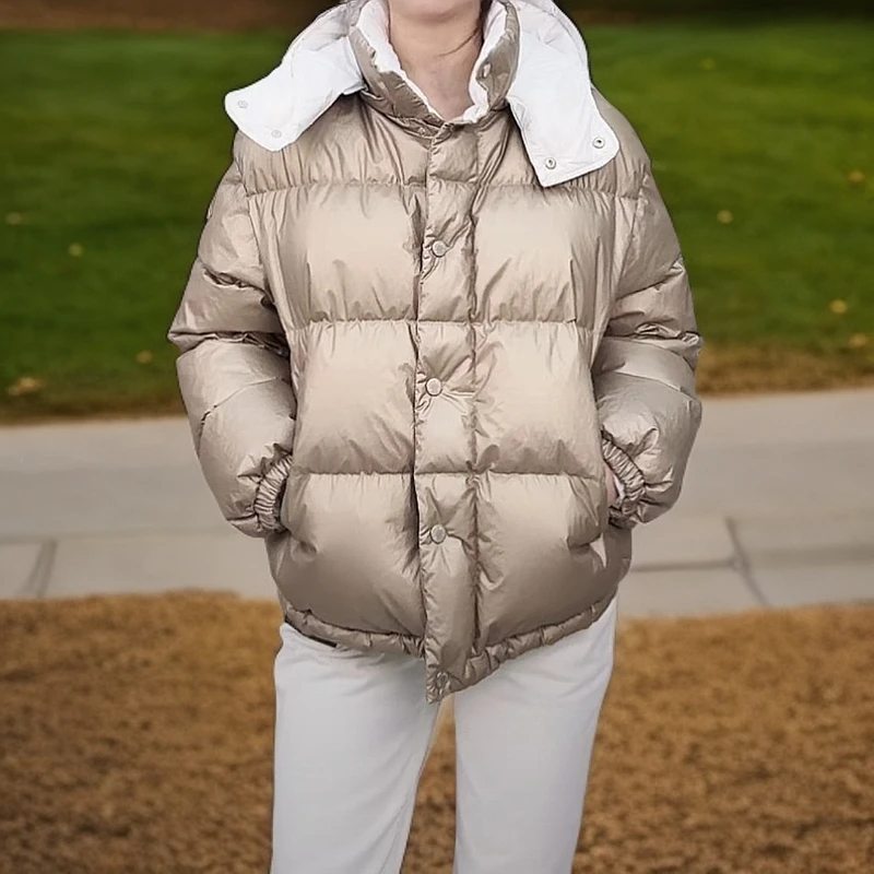 全新未使用 MONCLER 翻领连帽长袖羽绒 金色/1