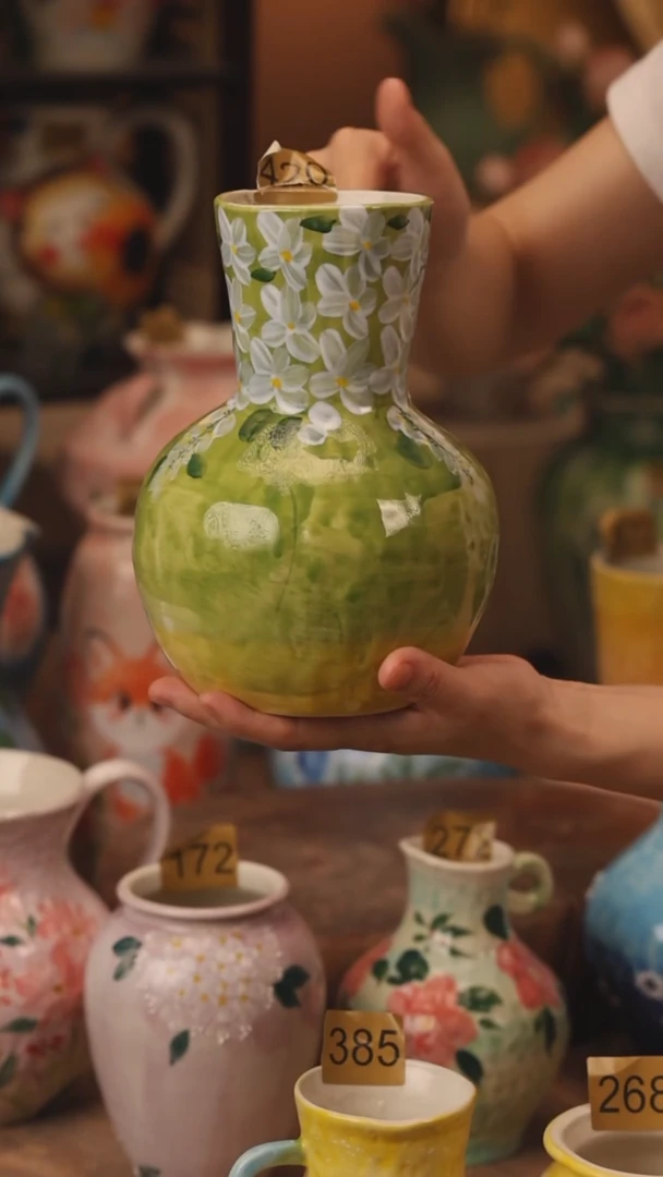 陶瓷420景德镇设计师手作花器摆件侘寂风