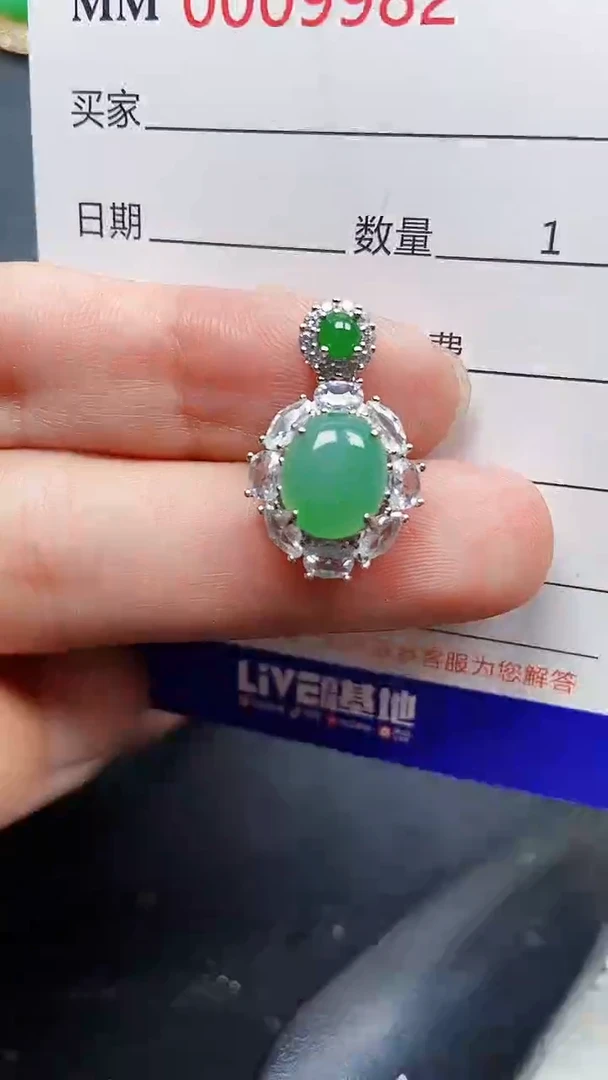颈饰银S925镶嵌翡翠9982