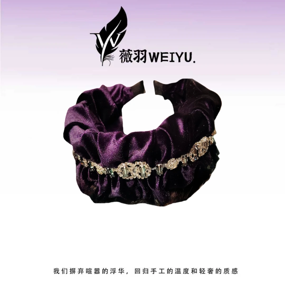 秋冬丝绒宽边发箍气质高贵典雅复古褶皱高颅顶头箍高级感头饰