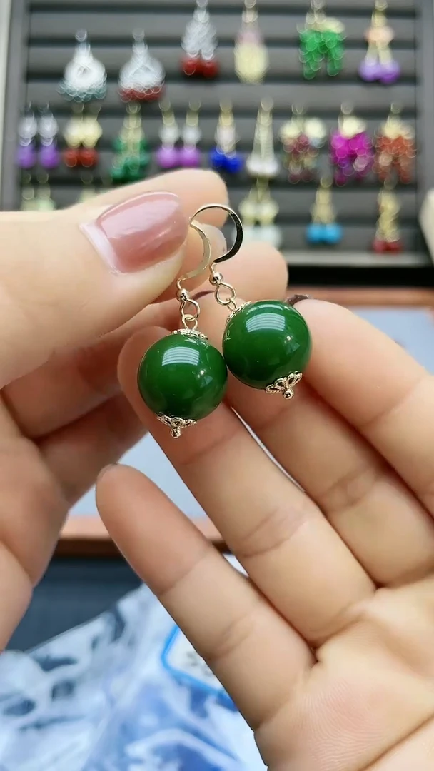 【闪购商品】和田玉耳饰14K金镶嵌521000