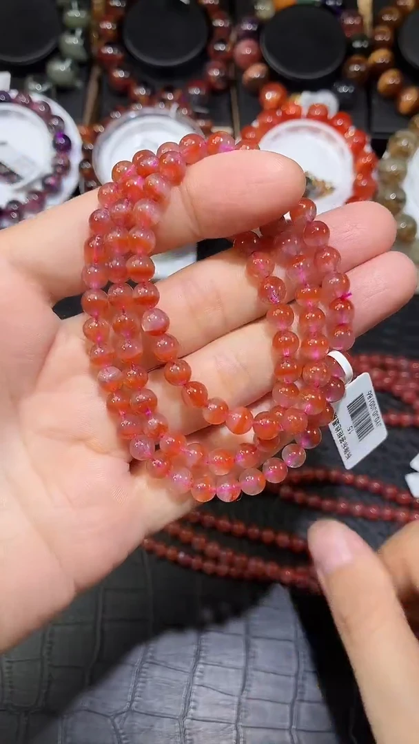 未镶嵌手链水晶老矿红极光多圈手链A6（多样性发其一）