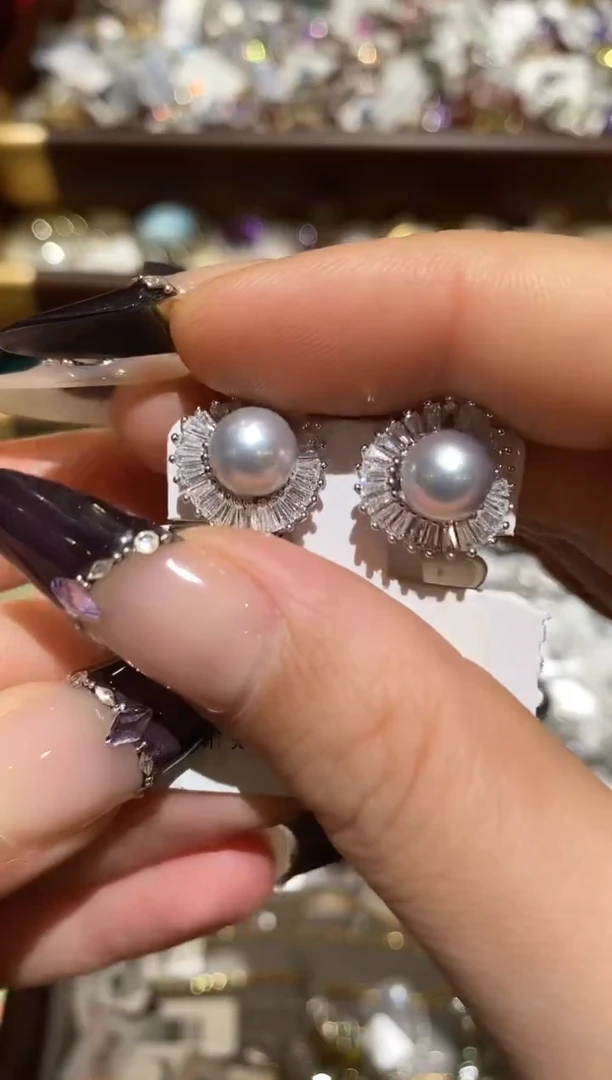 银S925镶嵌耳饰海水珍珠楚楚珠宝中古甄选不退换