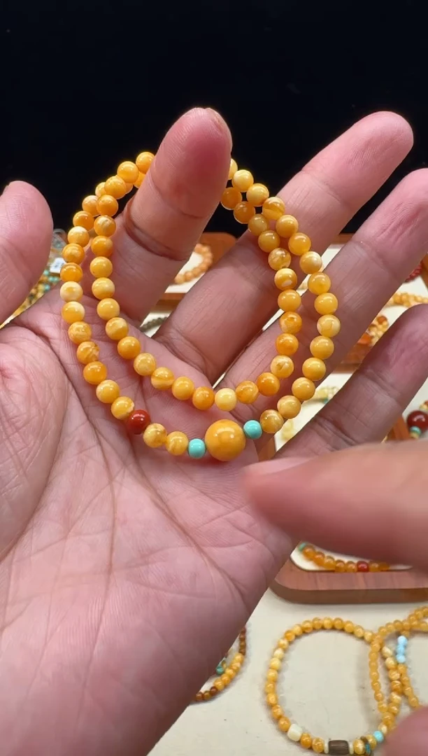 未镶嵌蜜蜡手链微瑕老花蜡