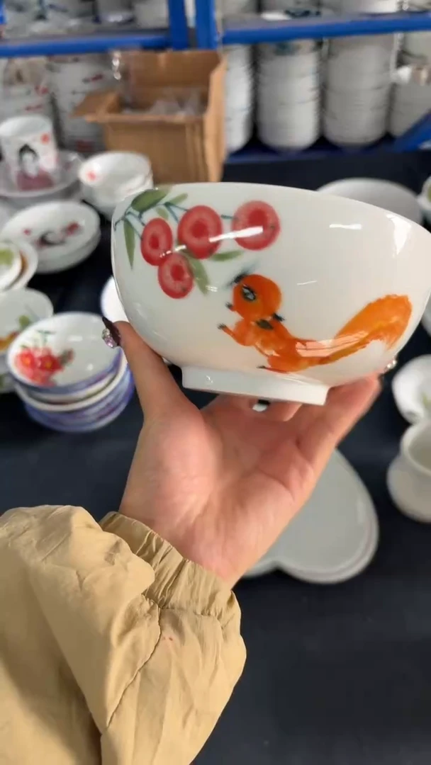 瓷片景德镇高温陶瓷食品级手绘釉中彩-小罗汉碗
