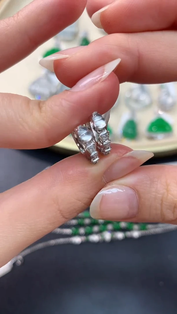 【闪购商品】翡翠耳饰18K金镶嵌A495多样性发一件|1999