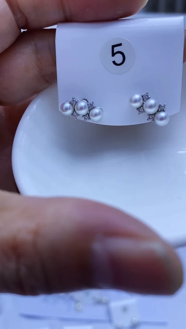 银S925镶嵌耳饰淡水珍珠5