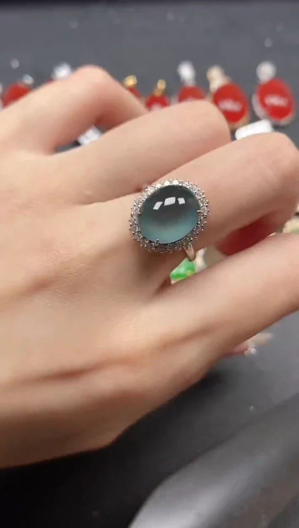 银S925镶嵌戒指翡翠51511
