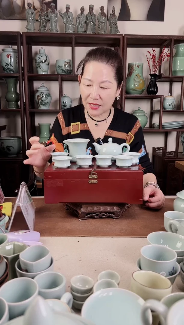 纯手工 粉青 8头茶具L