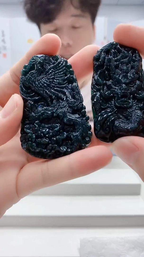 定制翡翠未镶嵌4812bb-毛货挂件一对18