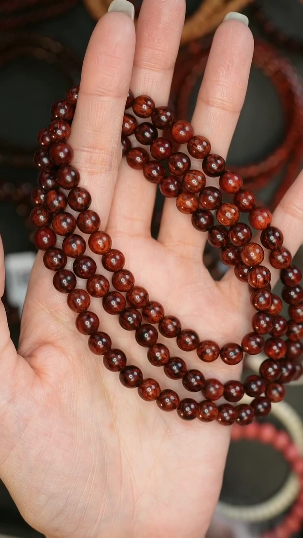 黄花梨/降香黄檀手串/手链海南红降圆珠7*108颗
