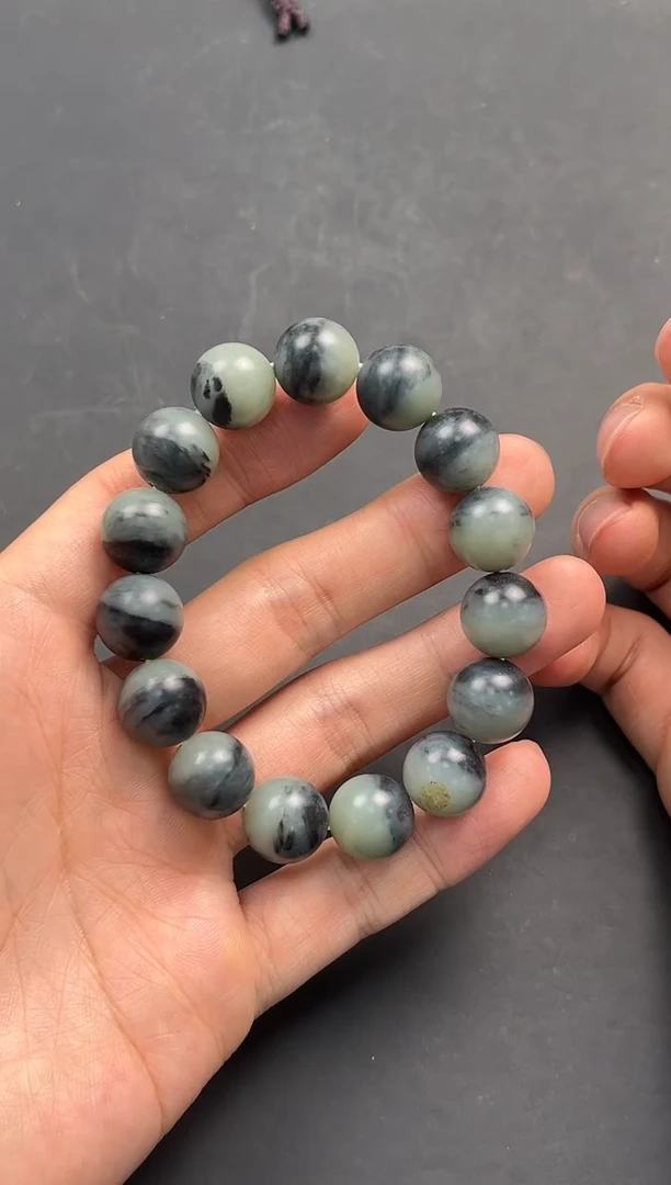 未镶嵌手串和田玉和田青花手串卡14微色差