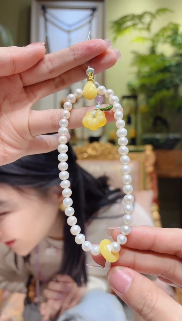 【闪购商品】淡水珍珠挂件未镶嵌蜜蜡花珍珠挂件