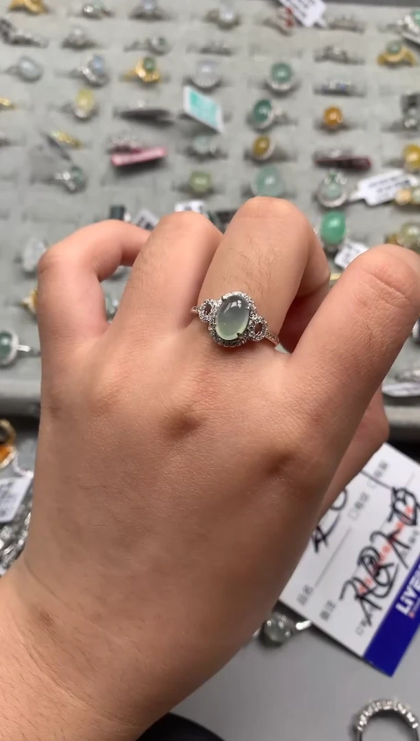 银S925镶嵌戒指翡翠5