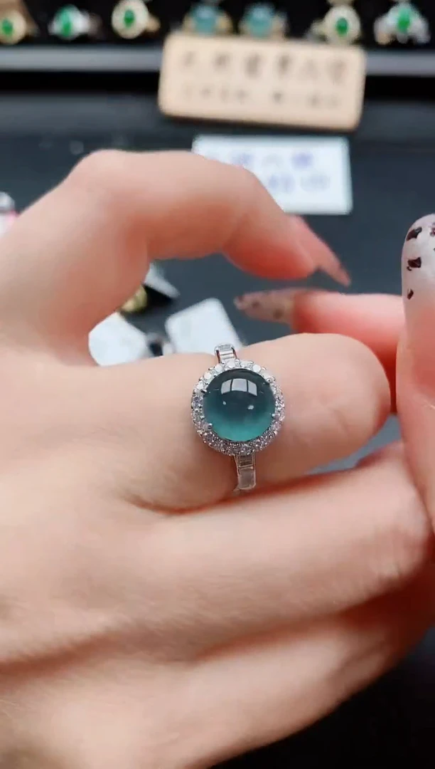 银S925镶嵌戒指翡翠1