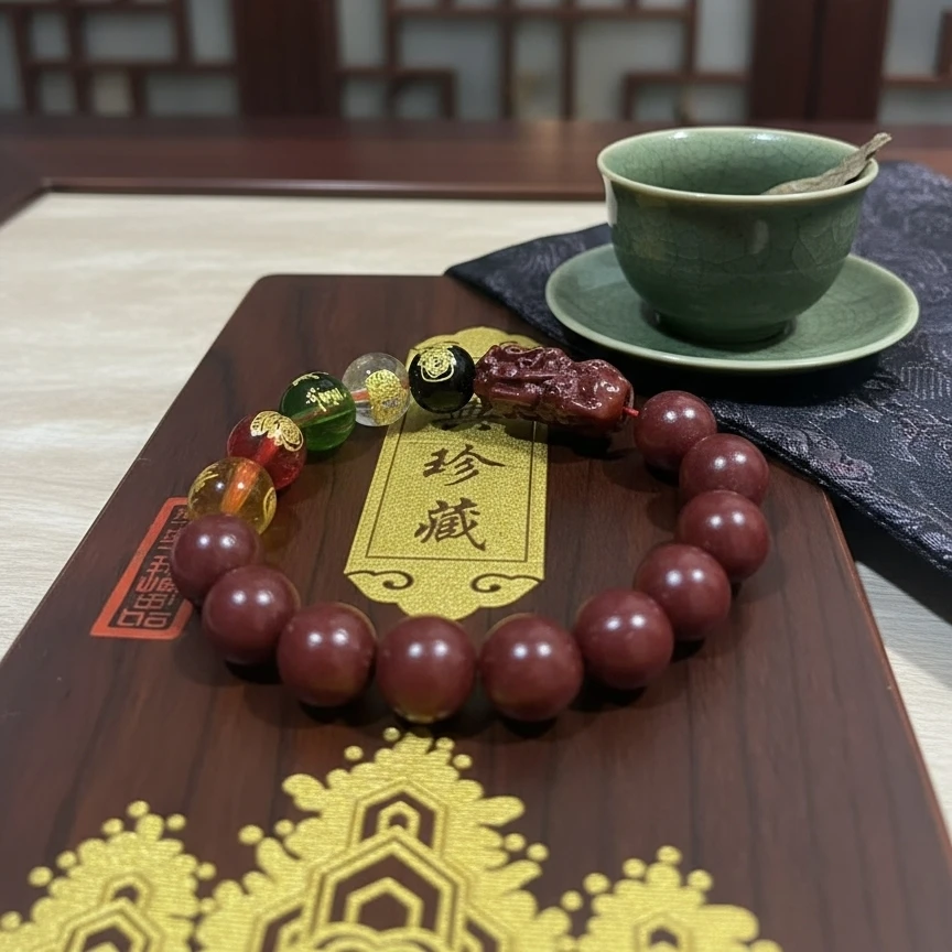 天然辰砂QL36精品朱砂手串（无礼盒）