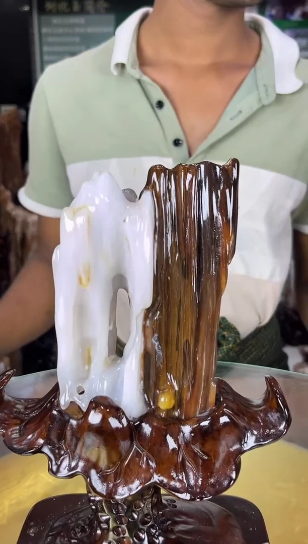 缅甸天然树化玉精品摆件