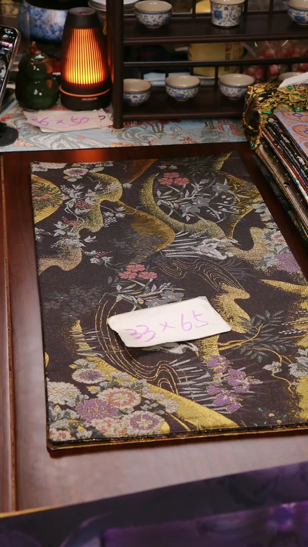 【西阵织金枝白鹭紫双面】中国风干泡织锦茶席33*65