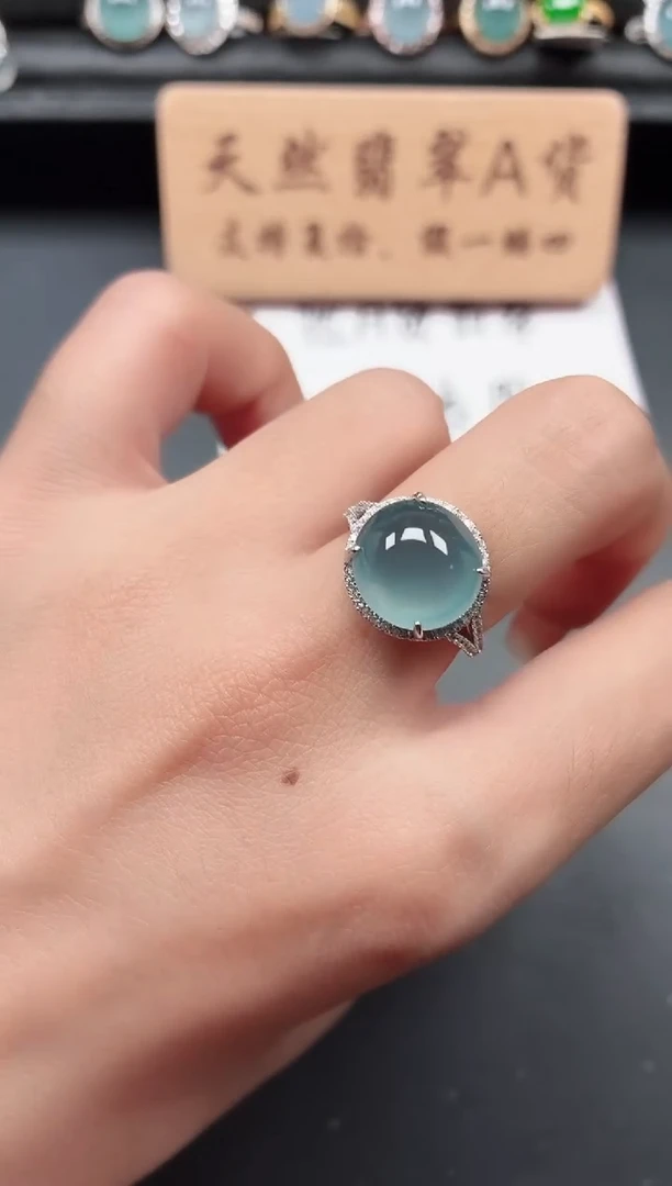 银S925镶嵌戒指翡翠111