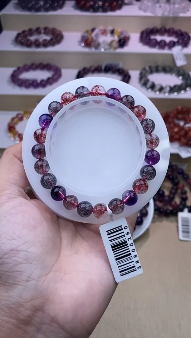 水晶手链未镶嵌黑加仑超七单圈8m+