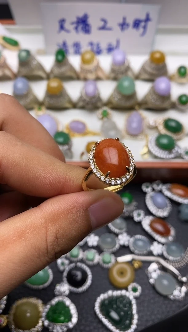 银S925镶嵌戒指翡翠3277